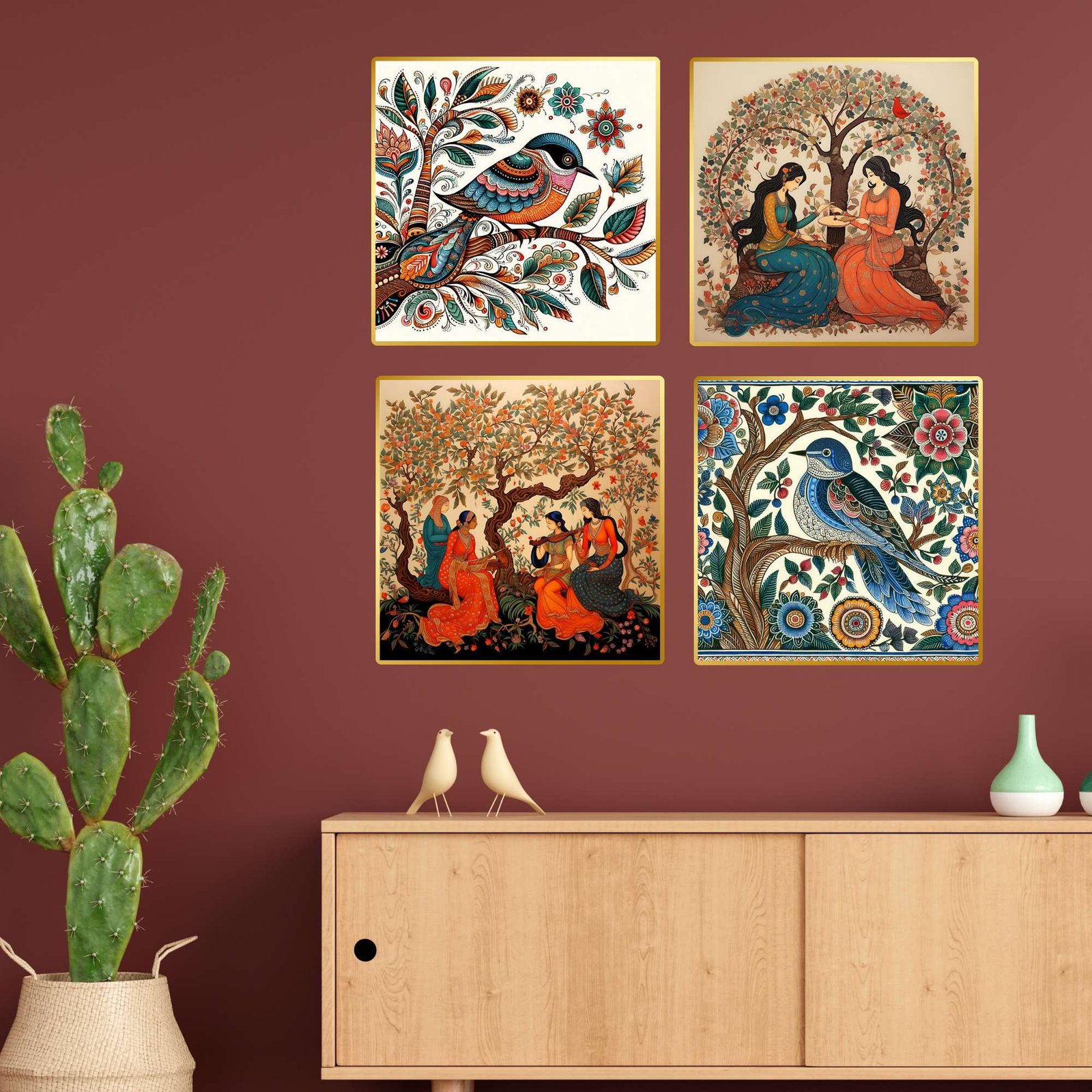 Set of Four Wall Paintings for Wall Dacoration Golden Framed Wall Paintings for Living Room & Bedroom Wall Art for Home Decoration & Office Wall Dรฉcor (13x10 inch CH-GD4-8)